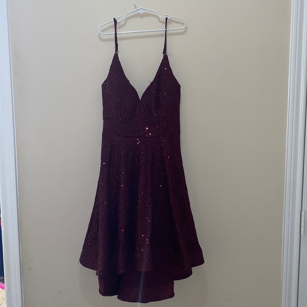 Maroon sequin prom dress